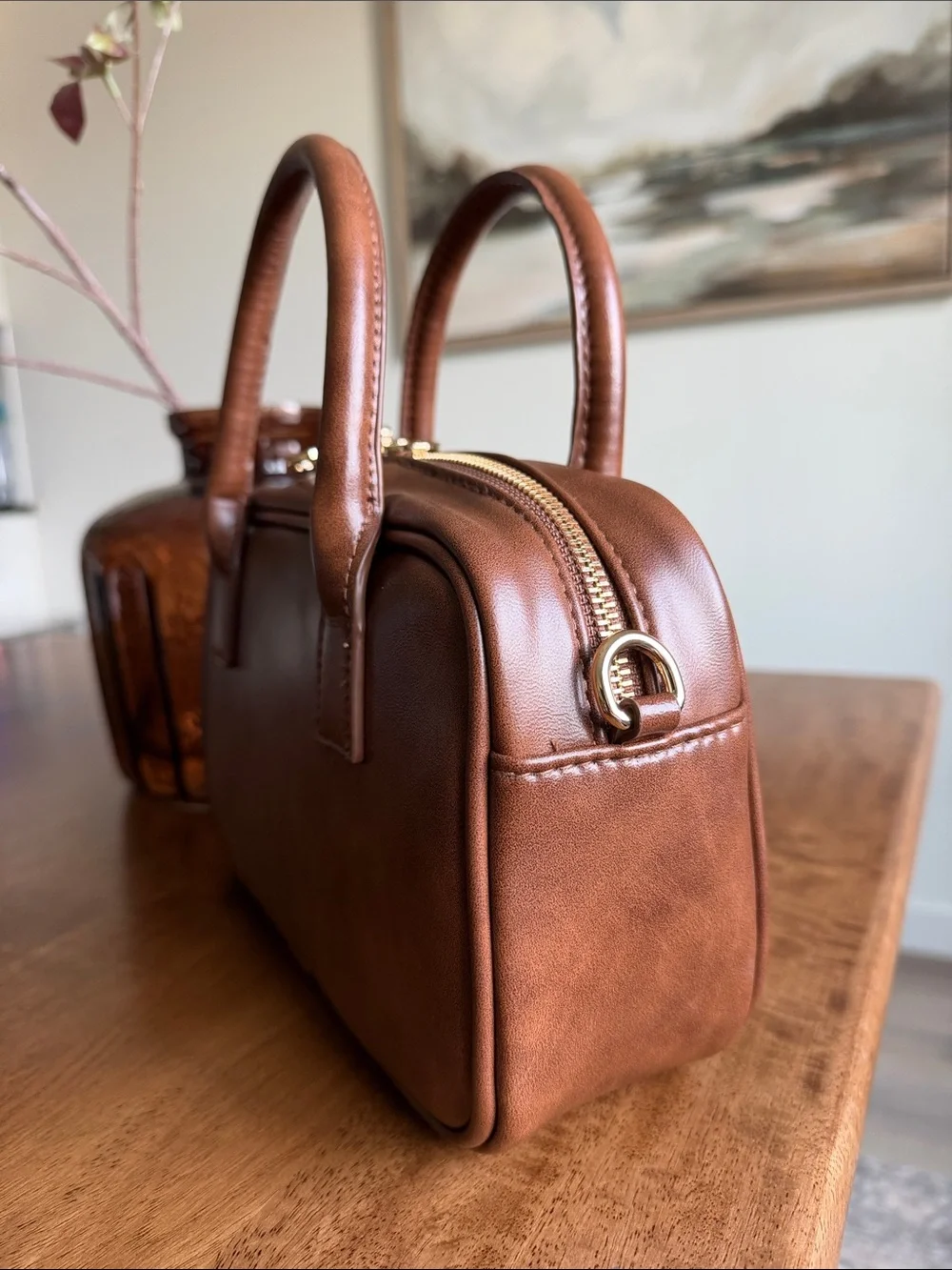 Universal Thread top handle with genuine leather card case
